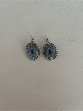 Blue Oval Drop Earrings - Women's Fashion Jewelry